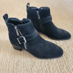 NEW Blondo US Women's Waterproof Susan Black Suede Ankle Boots, Size 38.5