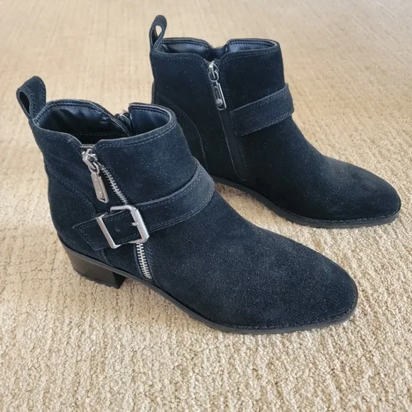 NEW Blondo US Women's Waterproof Susan Black Suede Ankle Boots, Size 38.5