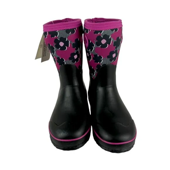 New BOGS Classic Petal Floral Waterproof Insulated Rain Boots Size 4 Youth Kids