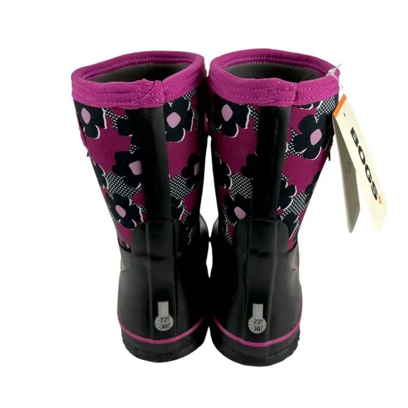 New BOGS Classic Petal Floral Waterproof Insulated Rain Boots Size 4 Youth Kids