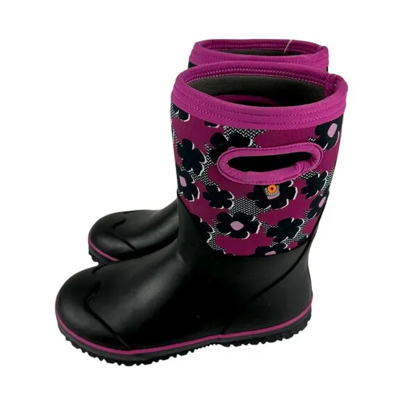 New BOGS Classic Petal Floral Waterproof Insulated Rain Boots Size 4 Youth Kids