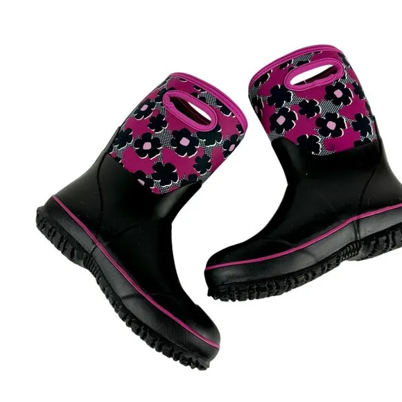 New BOGS Classic Petal Floral Waterproof Insulated Rain Boots Size 4 Youth Kids