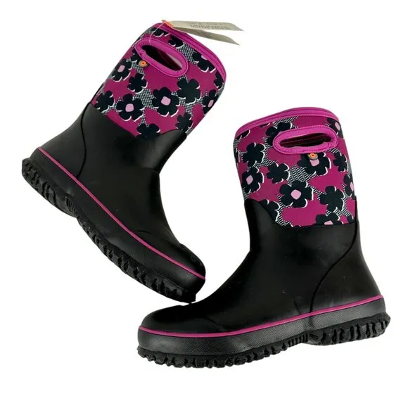 New BOGS Classic Petal Floral Waterproof Insulated Rain Boots Size 4 Youth Kids
