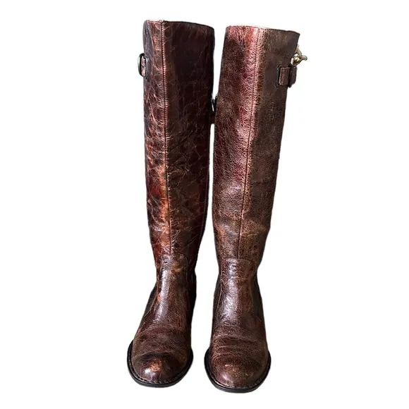 NEW Born Crown Roxie Brown Distressed Crackle Tall Riding Boots - 9