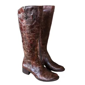NEW Born Crown Roxie Brown Distressed Crackle Tall Riding Boots - 9
