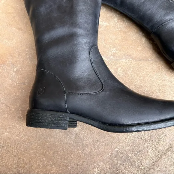NEW BORN Shaunie Black Leather Knee High Boots Wide Calf Women’s 7.5 M