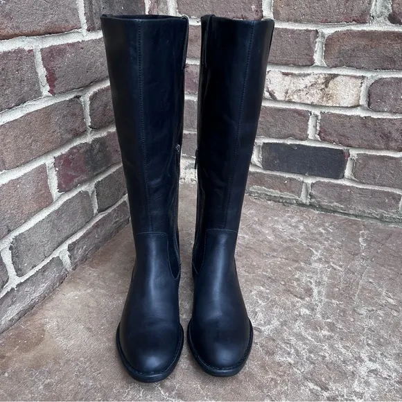 NEW BORN Shaunie Black Leather Knee High Boots Wide Calf Women’s 7.5 M