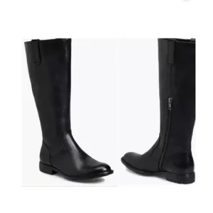 NEW BORN Shaunie Black Leather Knee High Boots Wide Calf Women’s 7.5 M