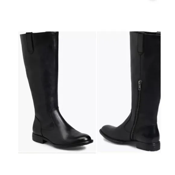 NEW BORN Shaunie Black Leather Knee High Boots Wide Calf Women’s 7.5 M