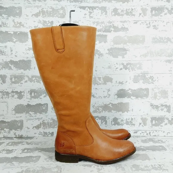 New BORN Shaunie Brown Leather Riding Western Boot D732