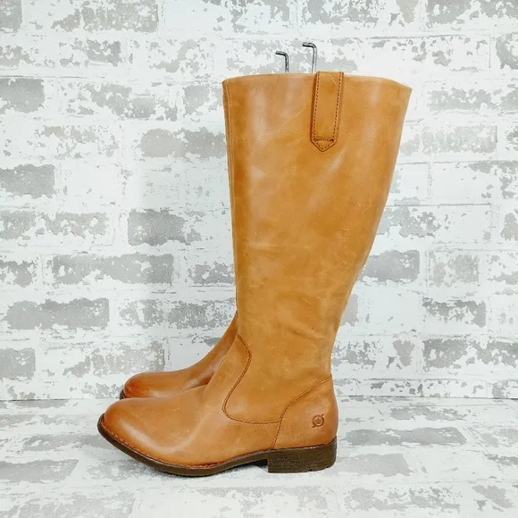 New BORN Shaunie Brown Leather Riding Western Boot D732
