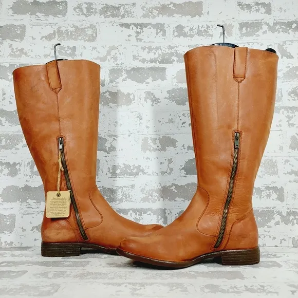 New BORN Shaunie Brown Leather Riding Western Boot K535