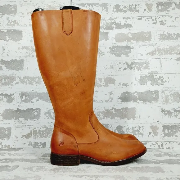 New BORN Shaunie Brown Leather Riding Western Boot K535