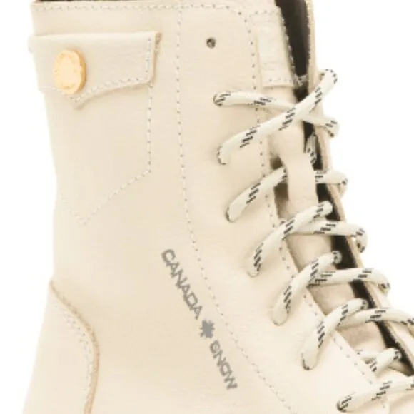 NEW CANADA SNOW Made In Portugal Leather Trekking Boots off white women 663tn