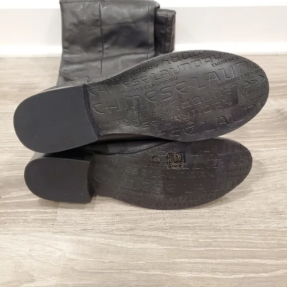 NEW Chinese Laundry Fawn Black Leather Boots