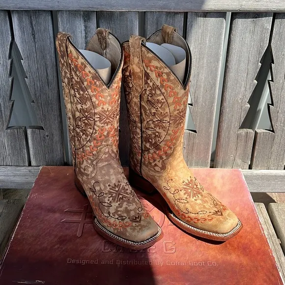 NEW Circle G by Corral Leather Cowgirl Boots L5504 6.5