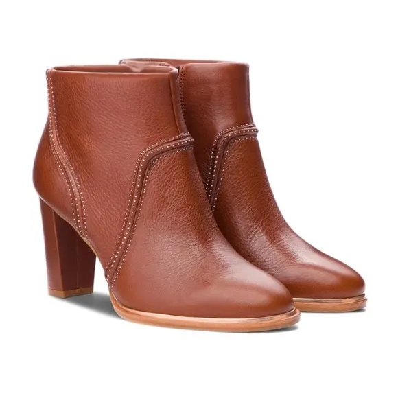 NEW Clarks Ellis Betty Tan Leather Heel Boots, Women’s Size UK 8D US 10.5M