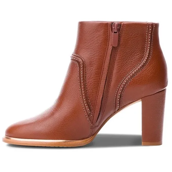 NEW Clarks Ellis Betty Tan Leather Heel Boots, Women’s Size UK 8D US 10.5M