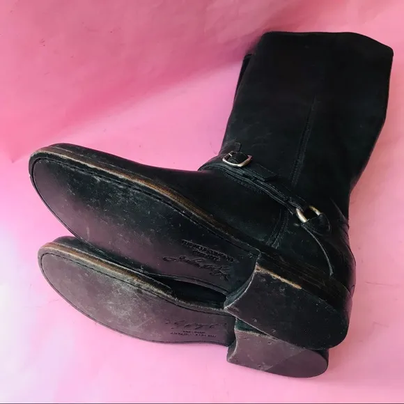 New dark gray Frye pull on leather riding boots