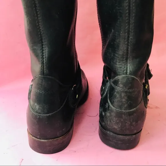 New dark gray Frye pull on leather riding boots