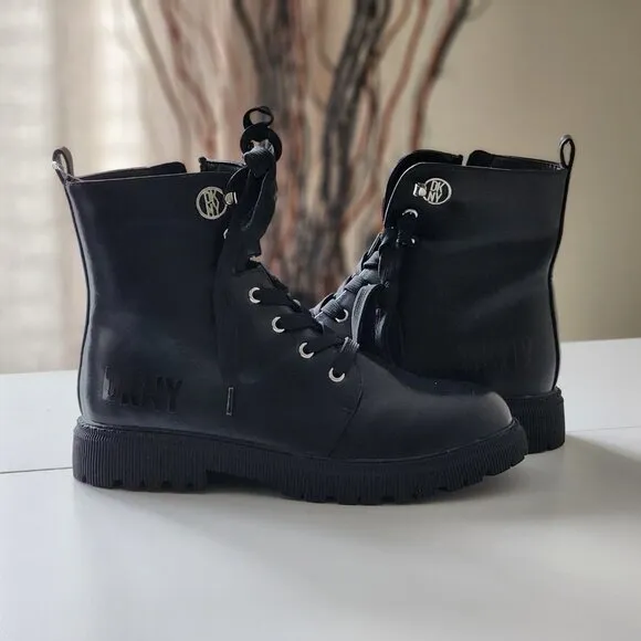 NEW! DKNY GIRLS BLACK BOOT LEATHER