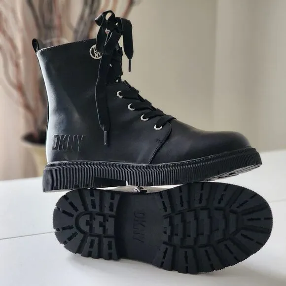 NEW! DKNY GIRLS BLACK BOOT LEATHER