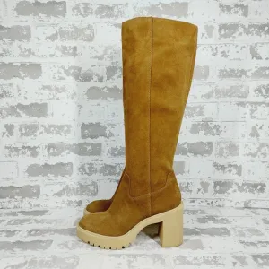 NEW Dolce Vita Corry H2O Dark Brown Side Zip Closure Knee High Suede Boots H987