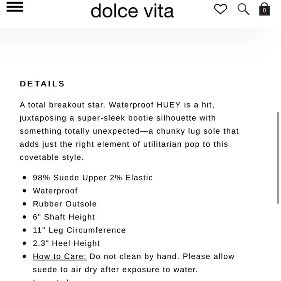 New Dolce Vita - Huey H2O Suede Boots Size 10