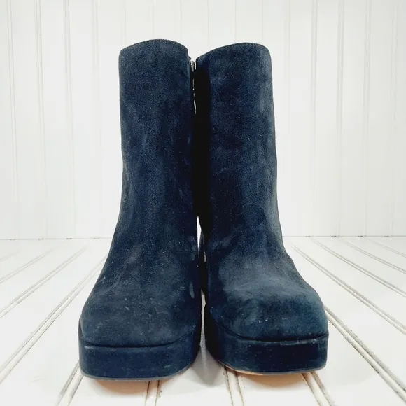New Dolce Vita Ulyses Block Heel Black Suede Zip Up Boots K392