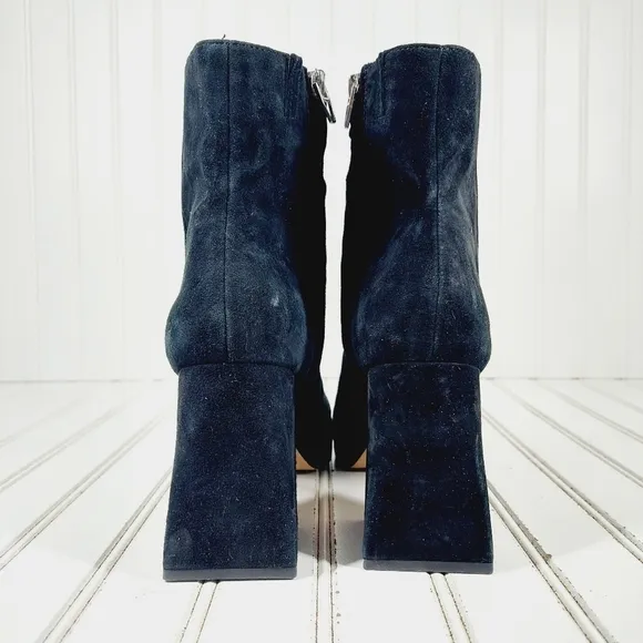 New Dolce Vita Ulyses Block Heel Black Suede Zip Up Boots K392
