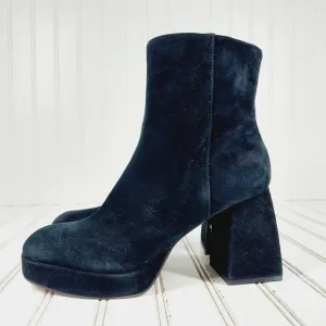 New Dolce Vita Ulyses Block Heel Black Suede Zip Up Boots K392