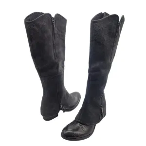 New Donald J Pliner womens sz 6 Devi 7 black Suede Knee High Boots heel riding