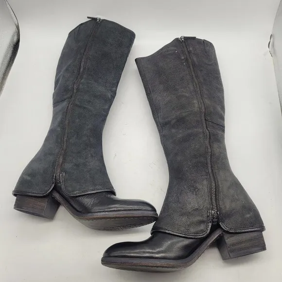 New Donald J Pliner womens sz 6 Devi 7 black Suede Knee High Boots heel riding