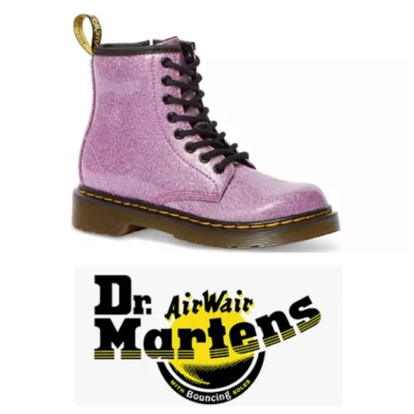 NEW!  Dr. Martens Girls' 1460 Coated Glitter Boots -Little Kid (10)
