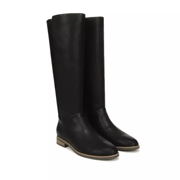 NEW Dr Scholl’s Women’s Leather Riding Stretch Boots Black 6.5