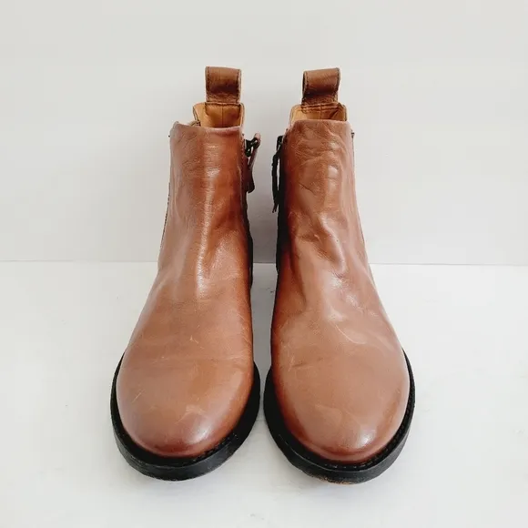 New Franco Sarto Brown Leather Ankle Fashion Western Boots, Size 8,5
