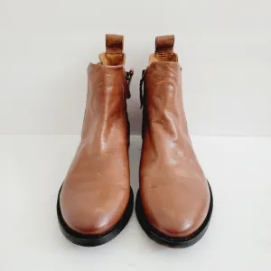 New Franco Sarto Brown Leather Ankle Fashion Western Boots, Size 8,5