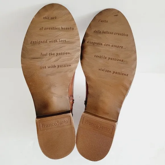 New Franco Sarto Brown Leather Ankle Fashion Western Boots, Size 8,5
