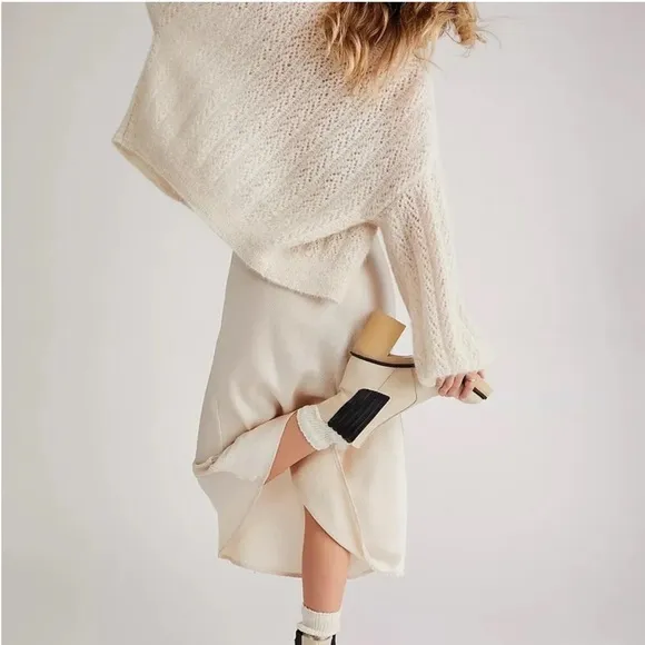 NEW FREE‎ PEOPLE James Chelsea Boots White Leather Chunky Block Heel