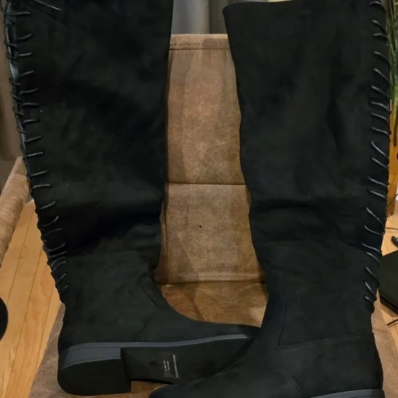 NEW! French Connection Over-the-Knee Micro Suede Boots /Size 7.5 US/ Black