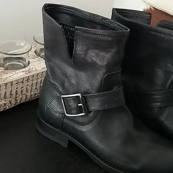 NEW! Frye Black Leather Buckle Boots