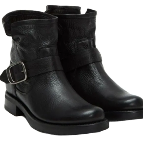 NEW! Frye Black Leather Buckle Boots