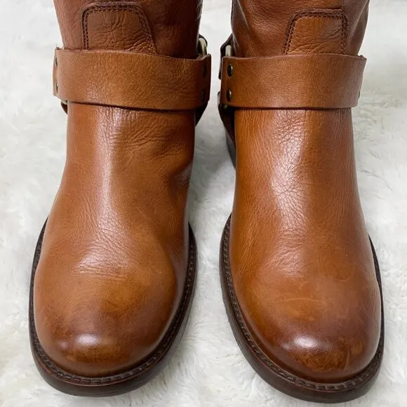 New Frye Phillip Harness Tall Riding Leather Boots Back Zip 3470511 Size 5.5 B
