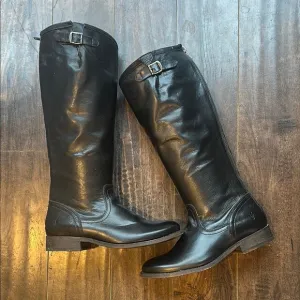 NEW FRYE PIPPA Black Leather Riding Boots