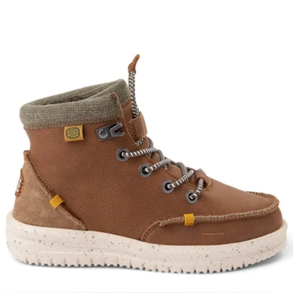 NEW HEYDUDE Bradley Boot NWOT- Big Kid - Walnut size 5 YT Leather comfort