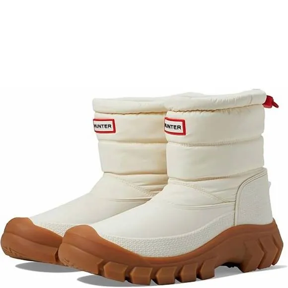 NEW HUNTER women's intrepid short snow boots in white willow/gum
