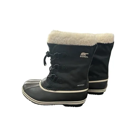 New In Box Sorel Yoot PAC Nylon Black Boots Youth Size 5 Waterproof