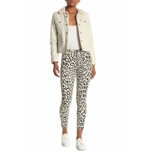 NEW JOE'S JEANS charlie high rise leopard print coated skinny jeans in white, bl