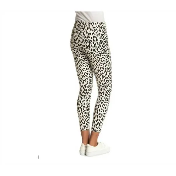 NEW JOE'S JEANS charlie high rise leopard print coated skinny jeans in white, bl