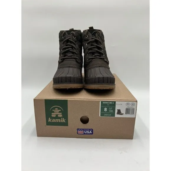 NEW Kamik Sienna Mid 2 Women's Waterproof Boots Black Size 8 NK2477S NEW IN BOX